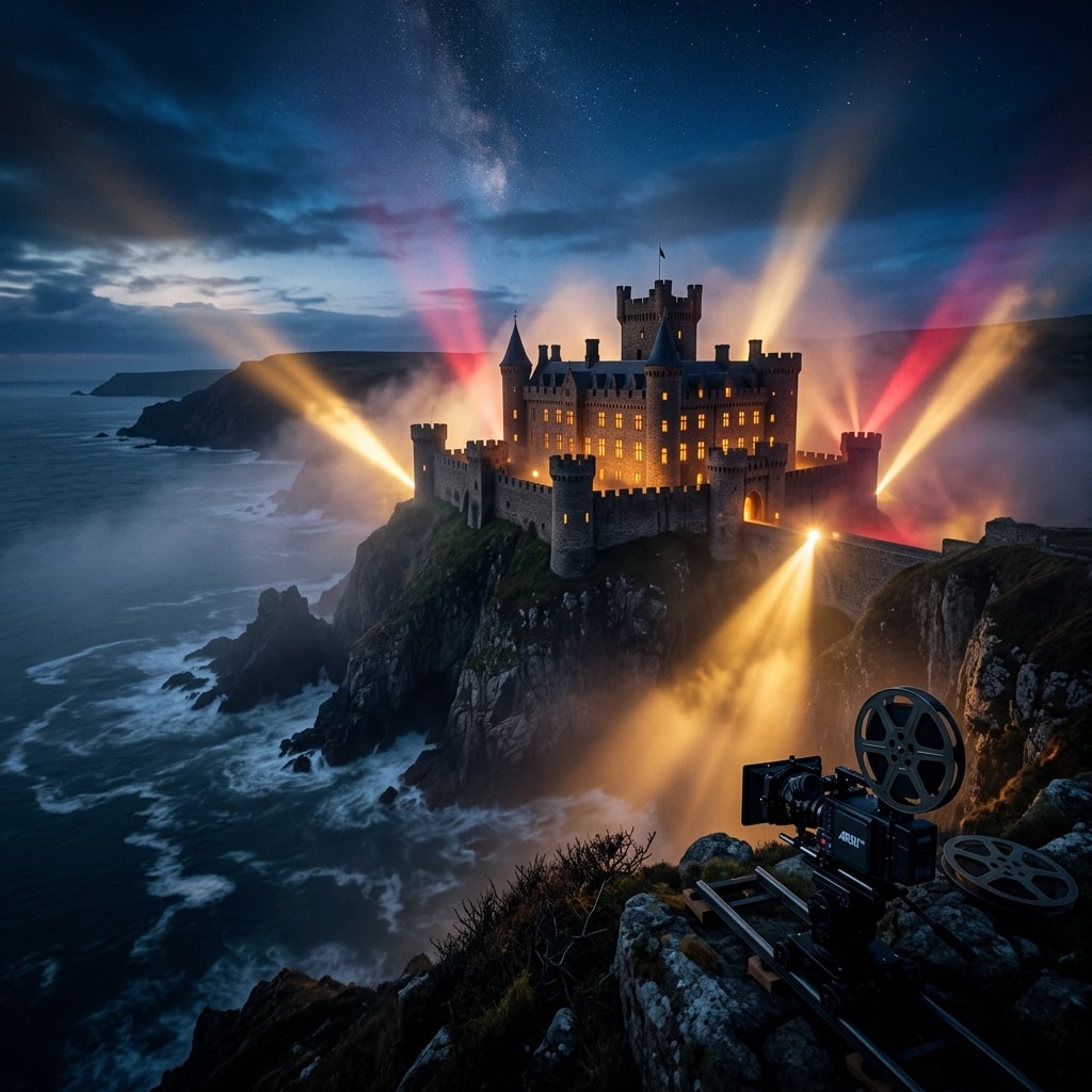 Castle Crest cinematic backdrop — fortress at twilight